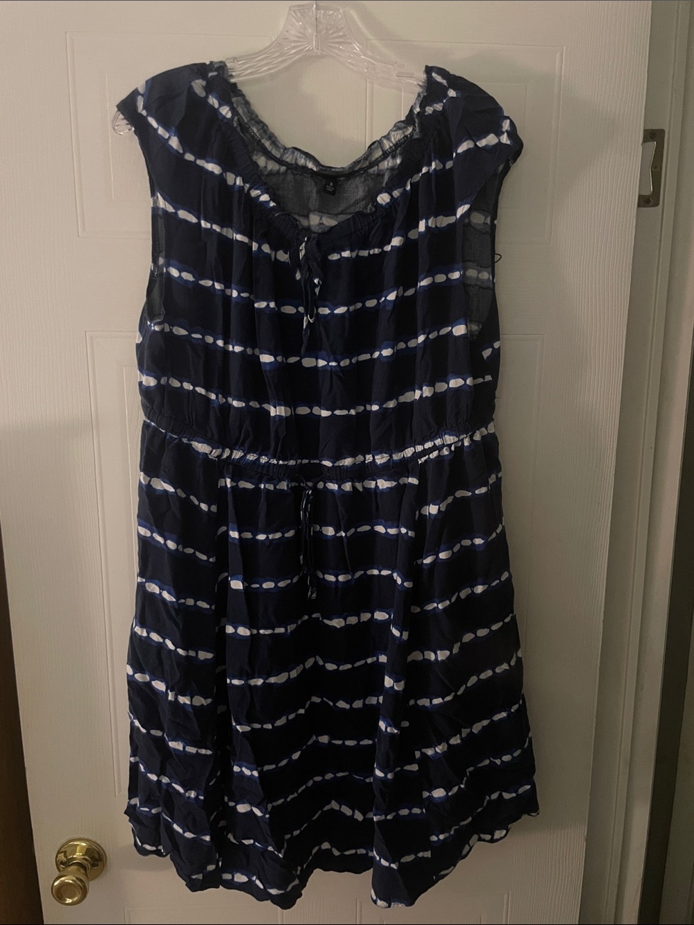 torrid Navy & White Tie-Dye Sleeveless Drawstring Dress
